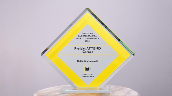 Projekt ATTEND dobitnik prestižne nagrade Žuti okvir u kategoriji Kvalitetno obrazovanje