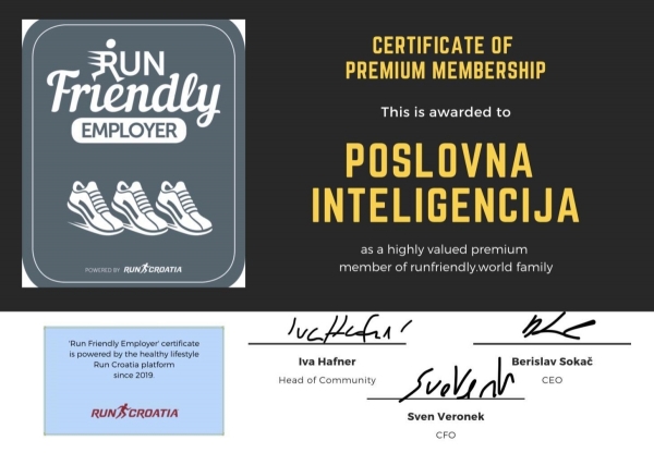 Poslovna inteligencija prvi RUN Friendly poslodavac u svijetu!