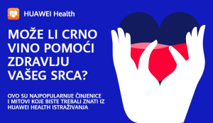Huawei Health istraživanje ukazuje na to da gotovo 40% ispitanika smatra kako crno vino pozitivno utječe na zdravlje i može poslužiti za prevenciju kardiovaskularnih bolesti.