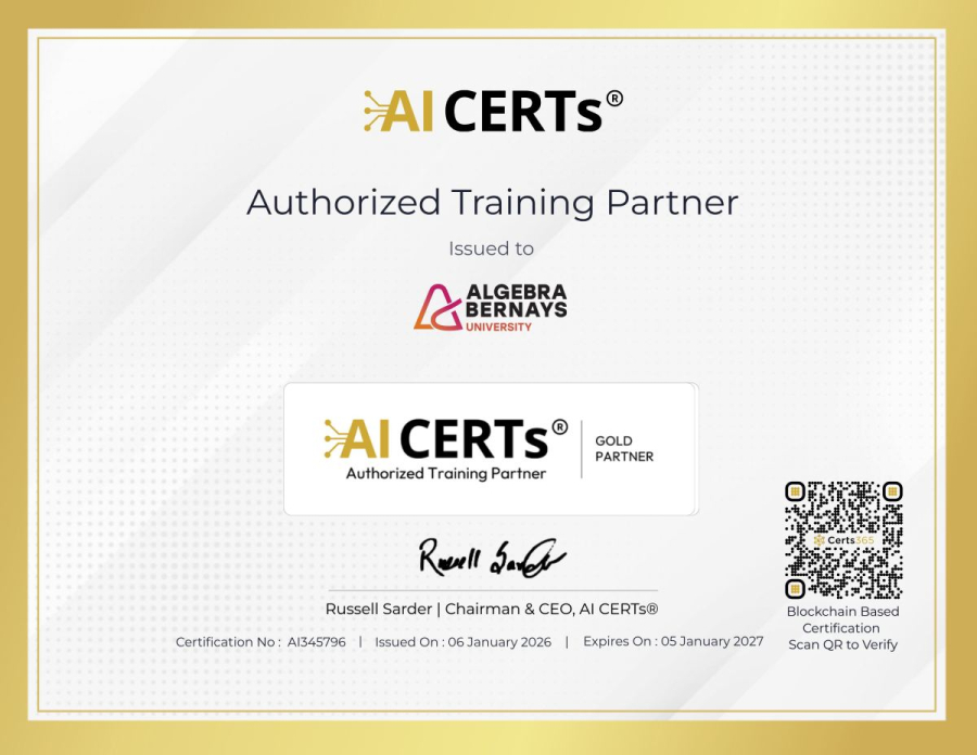 AI CERTs&reg; imenuje Sveučili&scaron;te Algebra Bernays prvim Gold Authorized Training Partnerom u Hrvatskoj